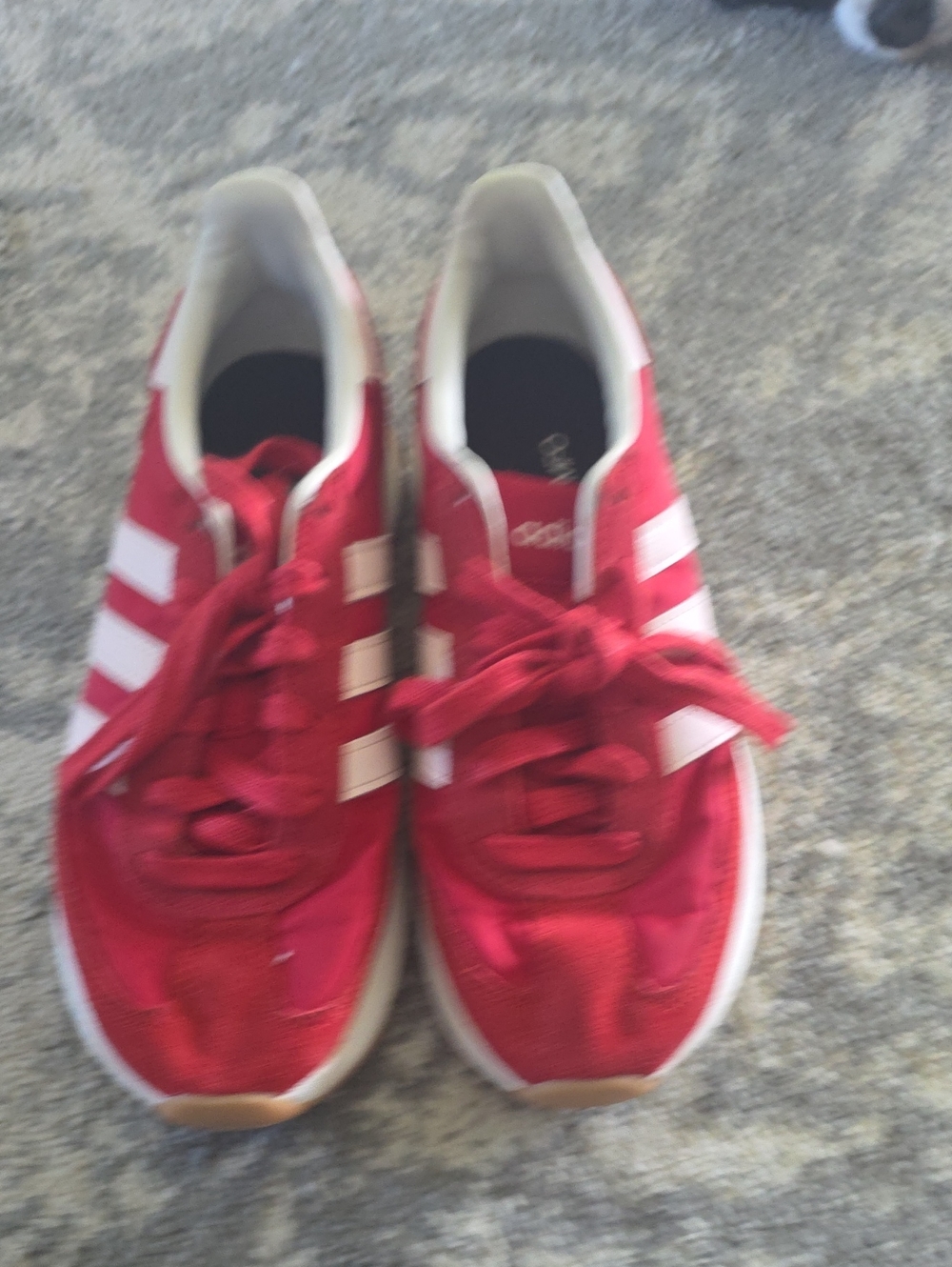 adidas Red Women's Sneakers with White Stripes